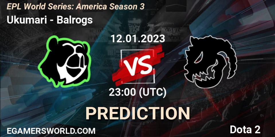 Ukumari vs Balrogs: Betting TIp, Match Prediction. 12.01.23. Dota 2, EPL World Series: America Season 3