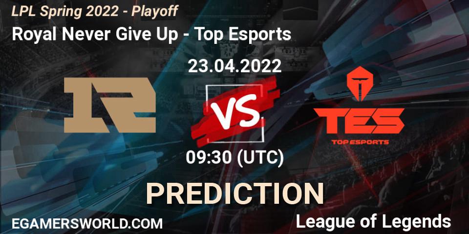Royal Never Give Up vs Top Esports: Betting TIp, Match Prediction. 23.04.22. LoL, LPL Spring 2022 - Playoff
