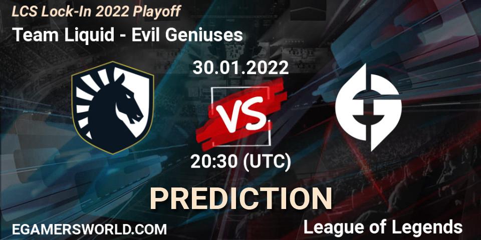Team Liquid vs Evil Geniuses: Betting TIp, Match Prediction. 30.01.22. LoL, LCS Lock-In 2022 Playoff