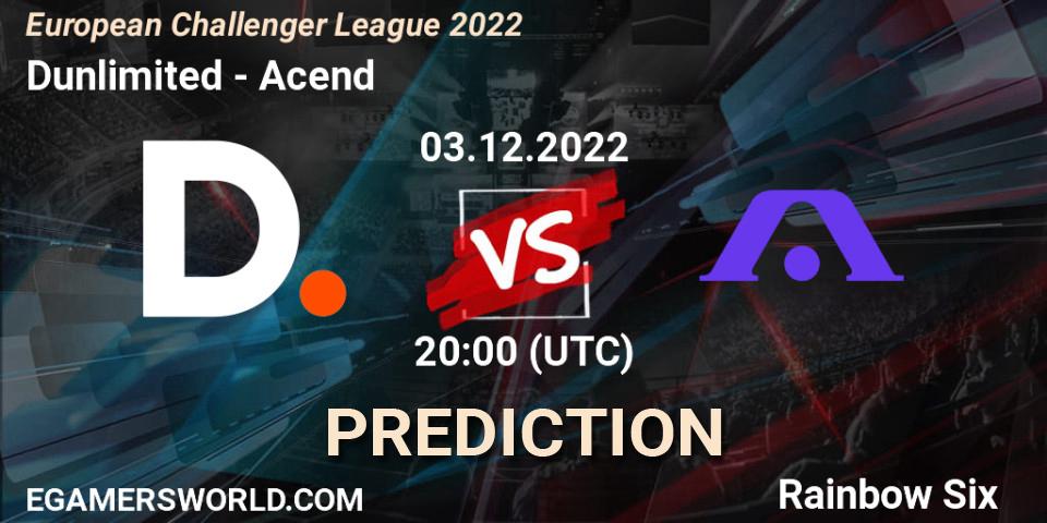 Dunlimited vs Acend: Betting TIp, Match Prediction. 03.12.2022 at 20:00. Rainbow Six, European Challenger League 2022