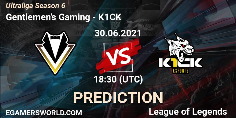 Gentlemen's Gaming vs K1CK: Betting TIp, Match Prediction. 30.06.2021 at 18:30. LoL, Ultraliga Season 6