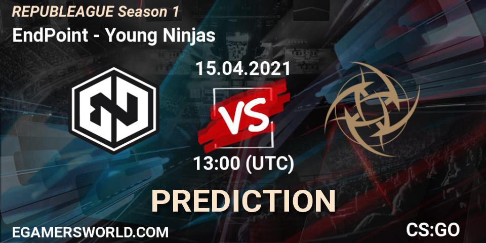 EndPoint vs Young Ninjas: Betting TIp, Match Prediction. 15.04.2021 at 13:25. Counter-Strike (CS2), REPUBLEAGUE Season 1