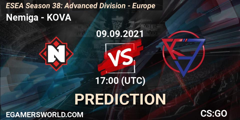 Nemiga vs KOVA: Betting TIp, Match Prediction. 09.09.21. CS2 (CS:GO), ESEA Season 38: Advanced Division - Europe
