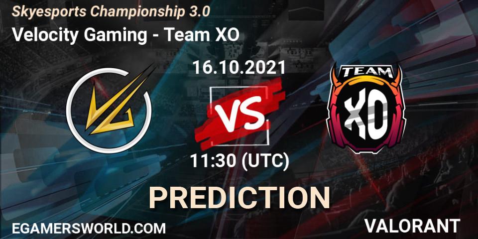 Velocity Gaming vs Team XO: Betting TIp, Match Prediction. 16.10.2021 at 11:30. VALORANT, Skyesports Championship 3.0