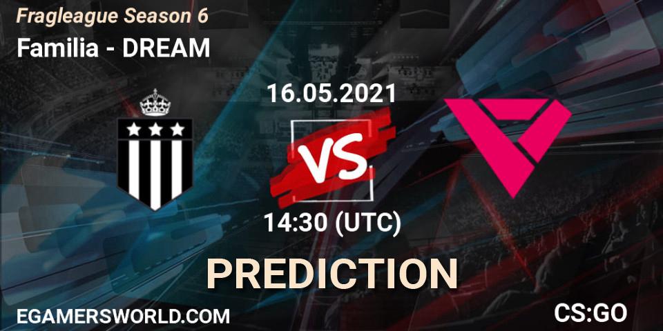 Familia vs DREAM: Betting TIp, Match Prediction. 16.05.2021 at 14:30. Counter-Strike (CS2), Fragleague Season 6