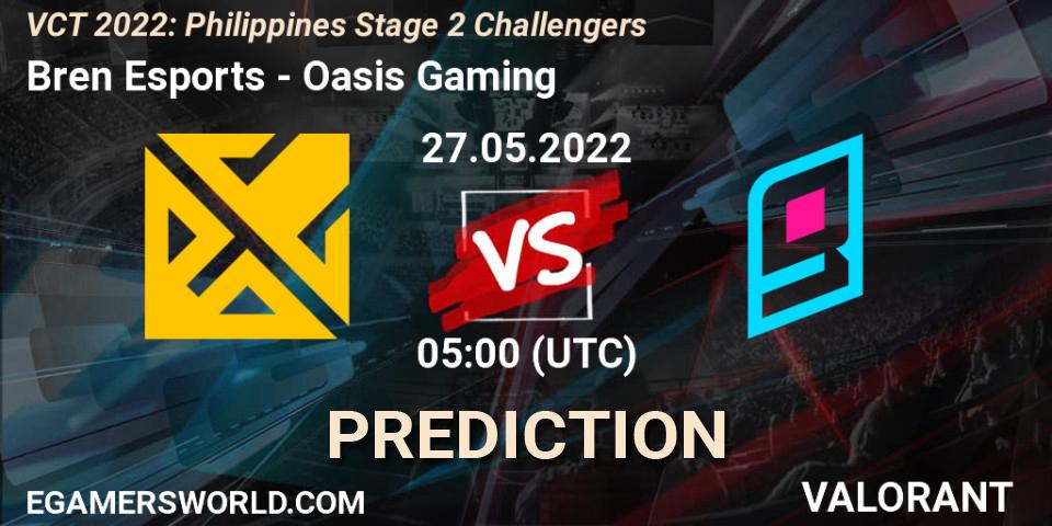Bren Esports vs Oasis Gaming: Betting TIp, Match Prediction. 27.05.2022 at 08:20. VALORANT, VCT 2022: Philippines Stage 2 Challengers