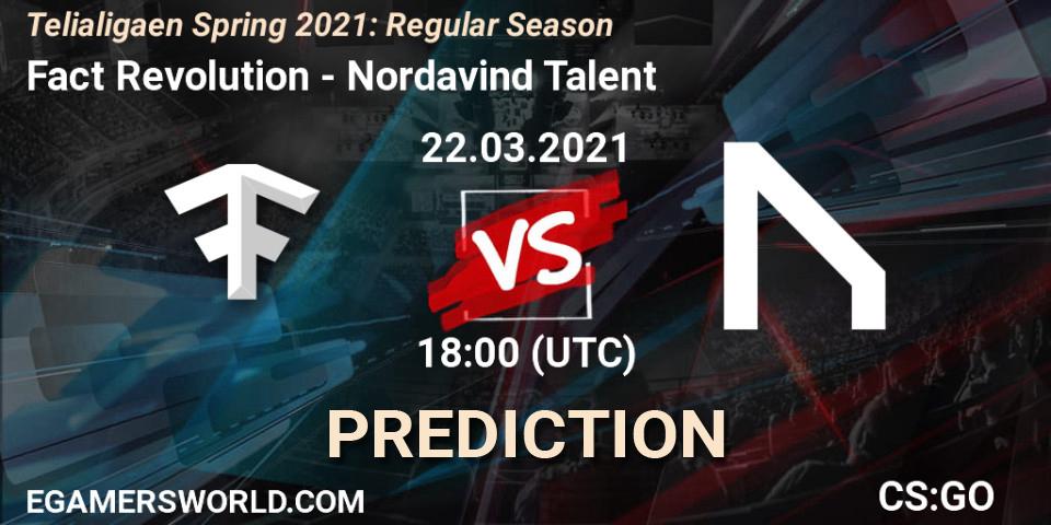 Fact Revolution vs Nordavind Talent: Betting TIp, Match Prediction. 22.03.2021 at 18:00. Counter-Strike (CS2), Telialigaen Spring 2021: Regular Season