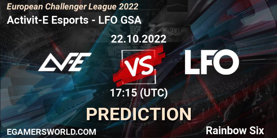 Activit-E Esports vs LFO GSA: Betting TIp, Match Prediction. 22.10.2022 at 17:15. Rainbow Six, European Challenger League 2022