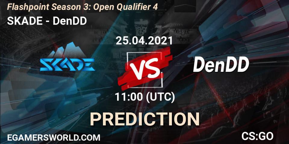 SKADE vs DenDD: Betting TIp, Match Prediction. 25.04.2021 at 11:10. Counter-Strike (CS2), Flashpoint Season 3: Open Qualifier 4