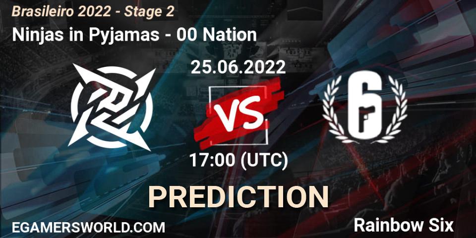 Ninjas in Pyjamas vs 00 Nation: Betting TIp, Match Prediction. 25.06.2022 at 17:00. Rainbow Six, Brasileirão 2022 - Stage 2