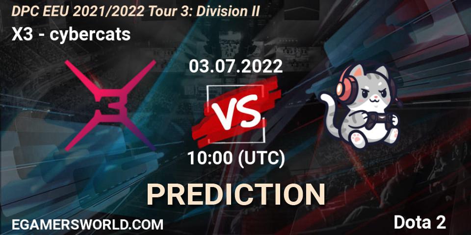 X3 vs cybercats: Betting TIp, Match Prediction. 03.07.2022 at 10:00. Dota 2, DPC EEU 2021/2022 Tour 3: Division II