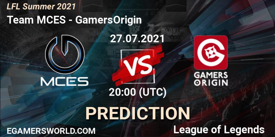 Team MCES vs GamersOrigin: Betting TIp, Match Prediction. 27.07.21. LoL, LFL Summer 2021