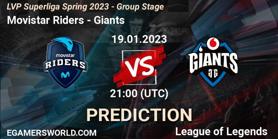 Movistar Riders vs Giants: Betting TIp, Match Prediction. 19.01.2023 at 21:00. LoL, LVP Superliga Spring 2023 - Group Stage
