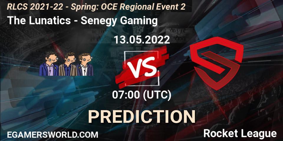 The Lunatics vs Senegy Gaming: Betting TIp, Match Prediction. 13.05.2022 at 07:00. Rocket League, RLCS 2021-22 - Spring: OCE Regional Event 2