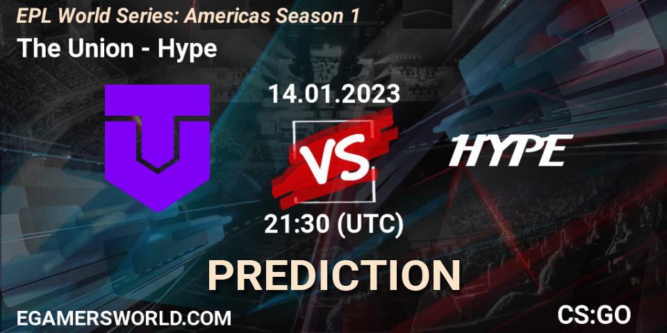 The Union vs Hype: Betting TIp, Match Prediction. 14.01.2023 at 21:30. Counter-Strike (CS2), EPL World Series: Americas Season 1