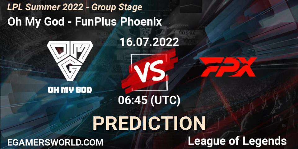 Oh My God vs FunPlus Phoenix: Betting TIp, Match Prediction. 17.07.22. LoL, LPL Summer 2022 - Group Stage
