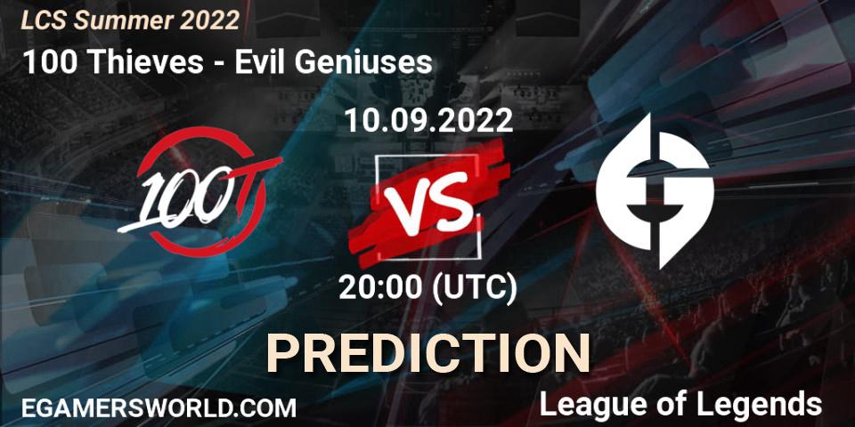 100 Thieves vs Evil Geniuses: Betting TIp, Match Prediction. 10.09.22. LoL, LCS Summer 2022