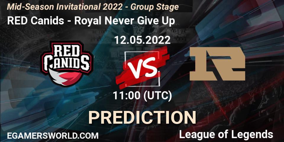 RED Canids vs Royal Never Give Up: Betting TIp, Match Prediction. 13.05.2022 at 09:00. LoL, Mid-Season Invitational 2022 - Group Stage