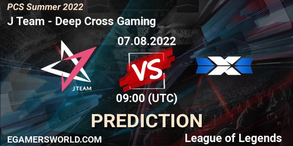 J Team vs Deep Cross Gaming: Betting TIp, Match Prediction. 07.08.2022 at 10:00. LoL, PCS Summer 2022