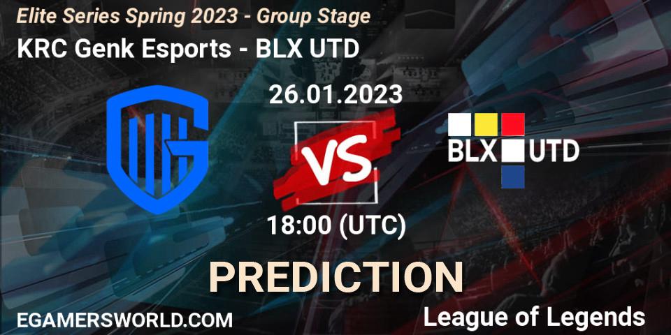 KRC Genk Esports vs BLX UTD: Betting TIp, Match Prediction. 26.01.2023 at 18:00. LoL, Elite Series Spring 2023 - Group Stage