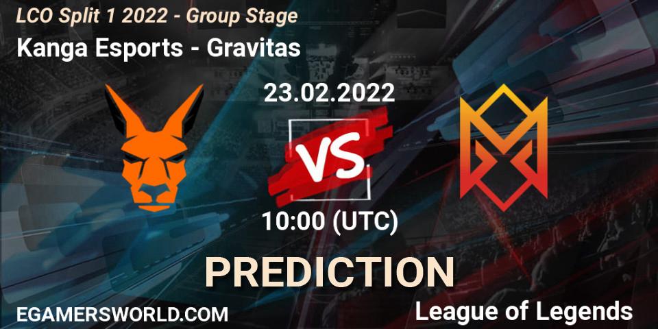 Kanga Esports vs Gravitas: Betting TIp, Match Prediction. 23.02.2022 at 10:30. LoL, LCO Split 1 2022 - Group Stage 