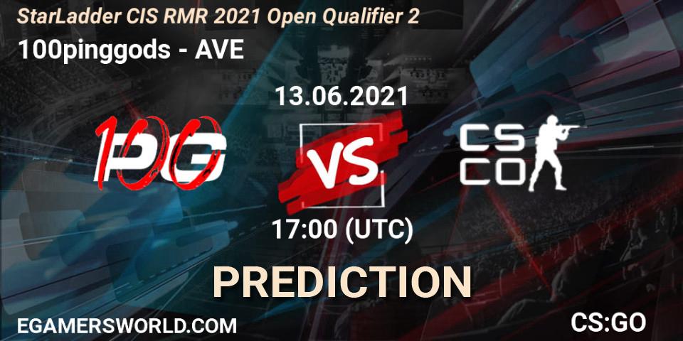 100pinggods vs AVE: Betting TIp, Match Prediction. 13.06.2021 at 19:15. Counter-Strike (CS2), StarLadder CIS RMR 2021 Open Qualifier 2