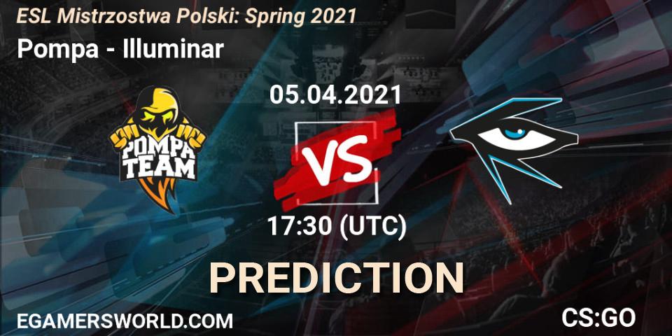 Pompa vs Illuminar: Betting TIp, Match Prediction. 06.04.2021 at 20:00. Counter-Strike (CS2), ESL Mistrzostwa Polski: Spring 2021