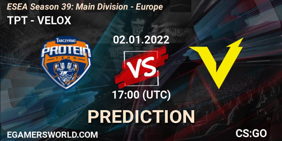 Tarczyński Protein Team vs VELOX: Betting TIp, Match Prediction. 02.01.2022 at 17:00. Counter-Strike (CS2), ESEA Season 39: Main Division - Europe