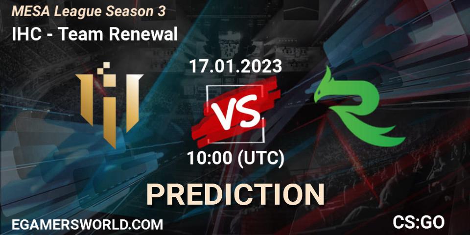 IHC vs Team Renewal: Betting TIp, Match Prediction. 21.01.23. CS2 (CS:GO), MESA League Season 3