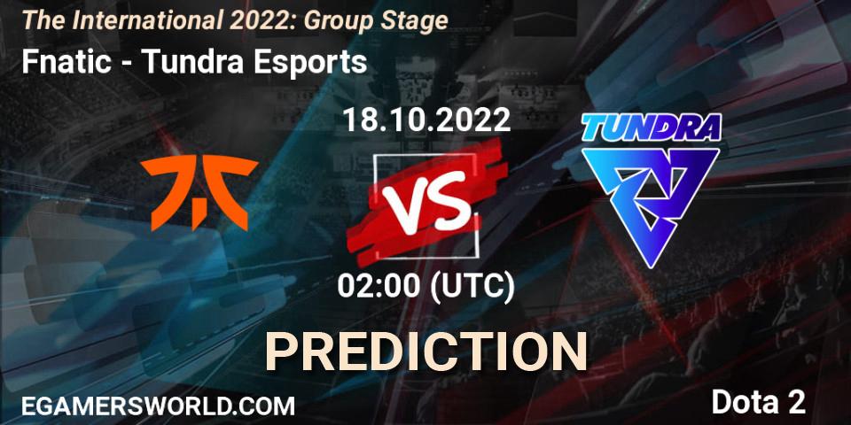 Fnatic vs Tundra Esports: Betting TIp, Match Prediction. 18.10.2022 at 02:03. Dota 2, The International 2022: Group Stage