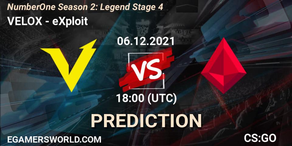 VELOX vs eXploit: Betting TIp, Match Prediction. 06.12.21. CS2 (CS:GO), NumberOne Season 2: Legend Stage 4