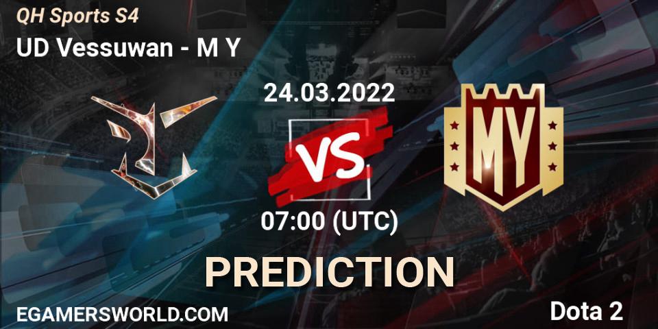 UD Vessuwan vs M Y: Betting TIp, Match Prediction. 24.03.2022 at 06:57. Dota 2, QH Sports S4