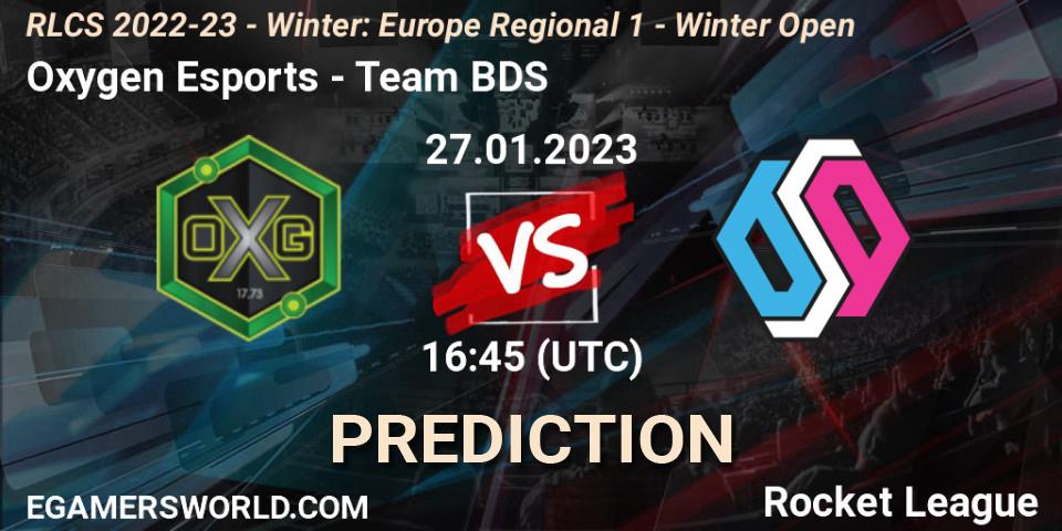 Oxygen Esports vs Team BDS: Betting TIp, Match Prediction. 27.01.2023 at 16:45. Rocket League, RLCS 2022-23 - Winter: Europe Regional 1 - Winter Open