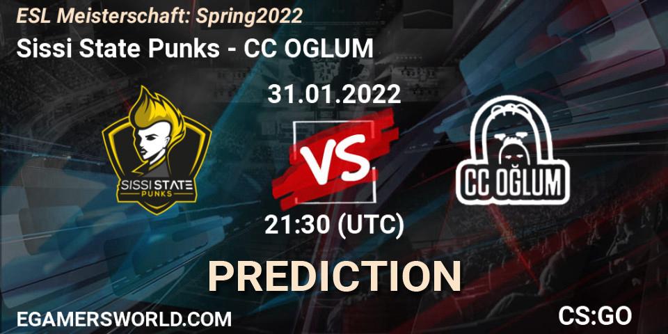 Sissi State Punks vs CC OGLUM: Betting TIp, Match Prediction. 31.01.2022 at 21:30. Counter-Strike (CS2), ESL Meisterschaft: Spring 2022