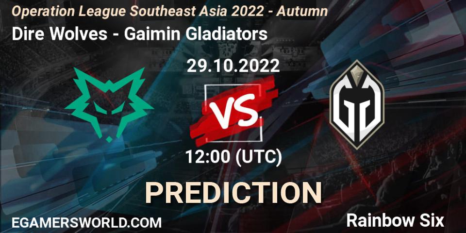 Dire Wolves vs Gaimin Gladiators: Betting TIp, Match Prediction. 29.10.2022 at 11:30. Rainbow Six, Operation League Southeast Asia 2022 - Autumn
