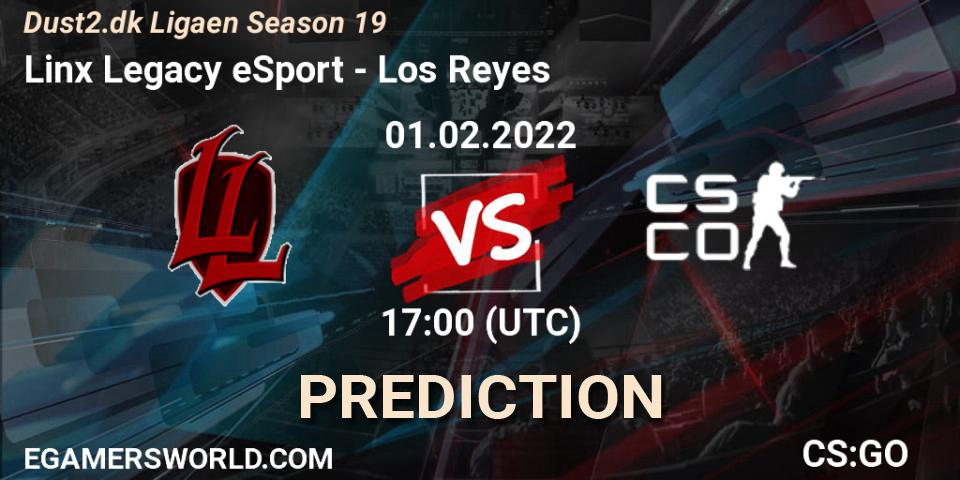 Linx Legacy eSport vs Los Reyes: Betting TIp, Match Prediction. 01.02.2022 at 17:00. Counter-Strike (CS2), Dust2.dk Ligaen Season 19