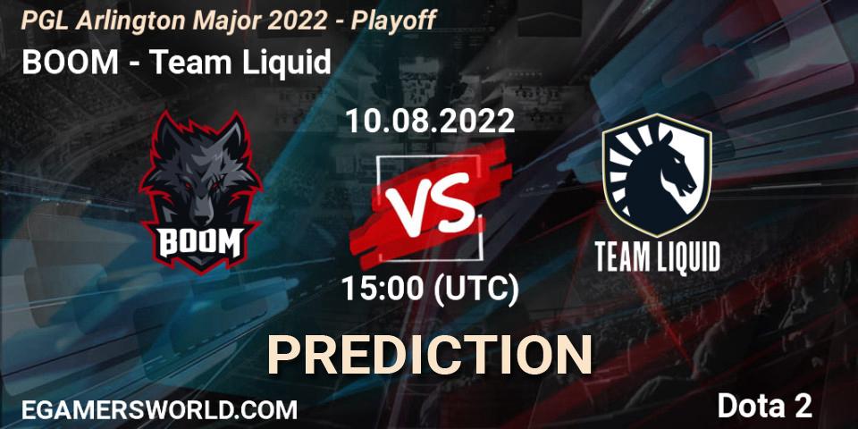 BOOM vs Team Liquid: Betting TIp, Match Prediction. 10.08.2022 at 15:19. Dota 2, PGL Arlington Major 2022 - Playoff