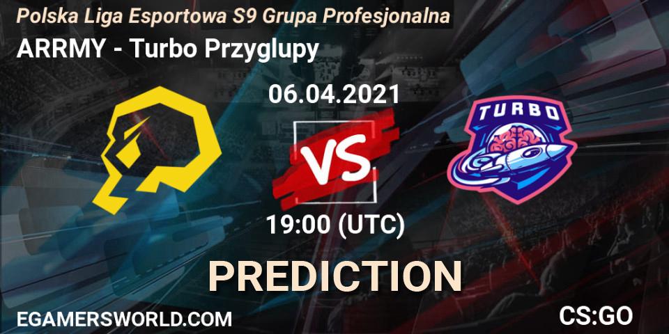 ARRMY vs Turbo Przyglupy: Betting TIp, Match Prediction. 06.04.2021 at 19:00. Counter-Strike (CS2), Polska Liga Esportowa S9 Grupa Profesjonalna