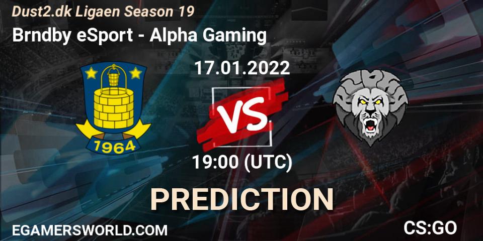 Brøndby eSport vs Alpha Gaming: Betting TIp, Match Prediction. 17.01.2022 at 19:00. Counter-Strike (CS2), Dust2.dk Ligaen Season 19