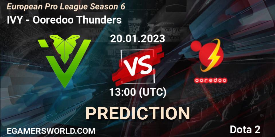 IVY vs Ooredoo Thunders: Betting TIp, Match Prediction. 20.01.23. Dota 2, European Pro League Season 6