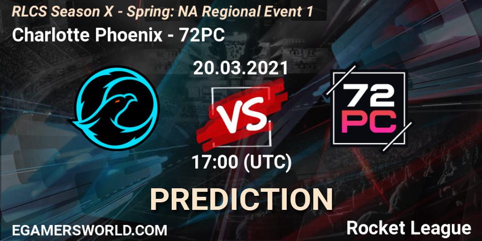 Charlotte Phoenix vs 72PC: Betting TIp, Match Prediction. 20.03.21. Rocket League, RLCS Season X - Spring: NA Regional Event 1