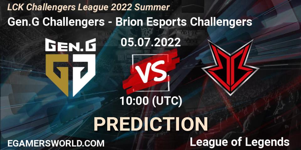 Gen.G Challengers vs Brion Esports Challengers: Betting TIp, Match Prediction. 05.07.2022 at 10:00. LoL, LCK Challengers League 2022 Summer