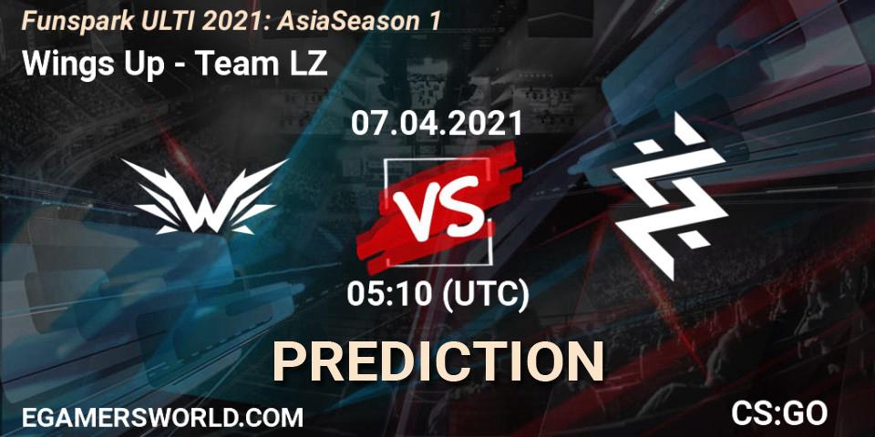 Wings Up vs Team LZ: Betting TIp, Match Prediction. 07.04.2021 at 05:10. Counter-Strike (CS2), Funspark ULTI 2021: Asia Season 1