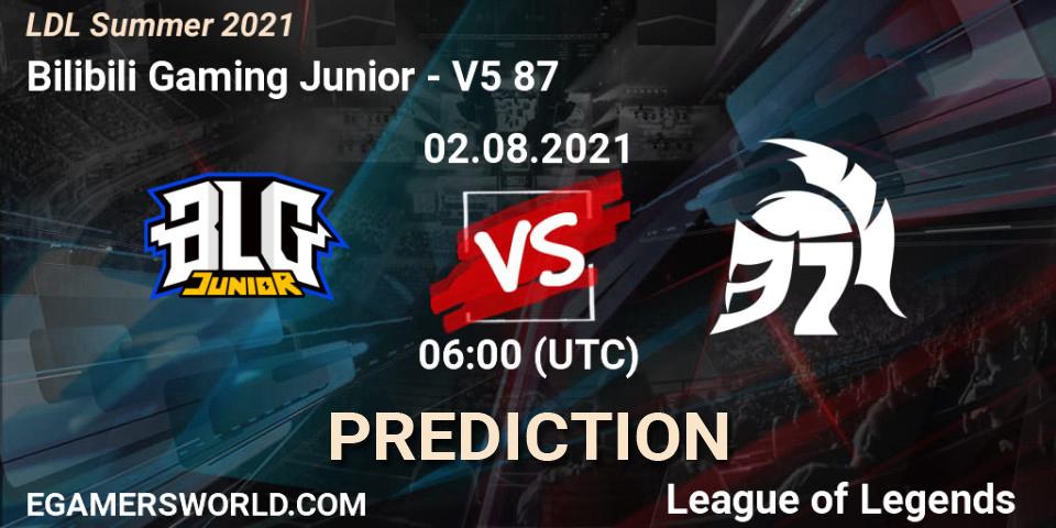 Bilibili Gaming Junior vs V5 87: Betting TIp, Match Prediction. 02.08.21. LoL, LDL Summer 2021