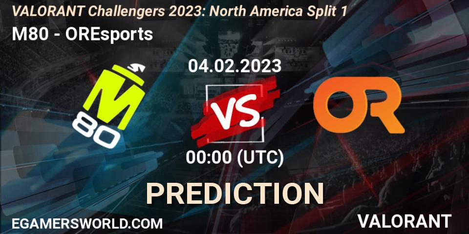 M80 vs OREsports: Betting TIp, Match Prediction. 03.02.23. VALORANT, VALORANT Challengers 2023: North America Split 1
