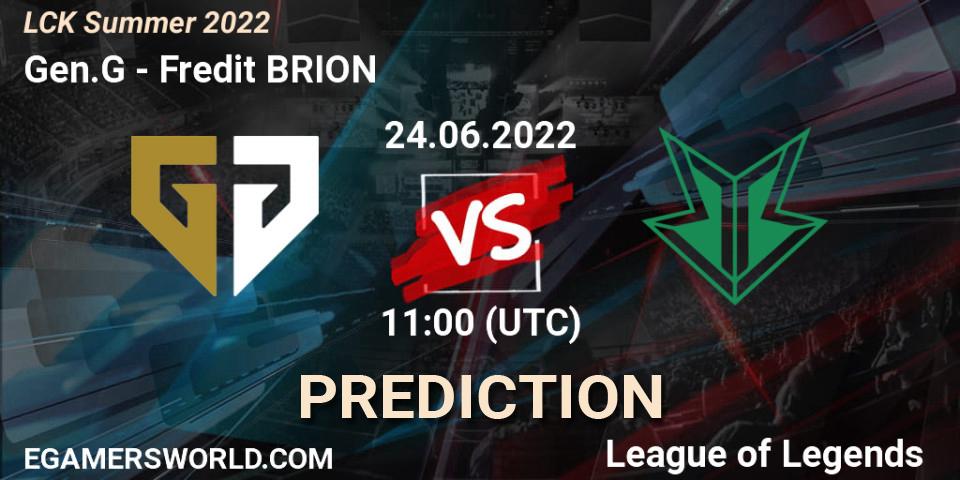 Gen.G vs Fredit BRION: Betting TIp, Match Prediction. 24.06.2022 at 11:00. LoL, LCK Summer 2022