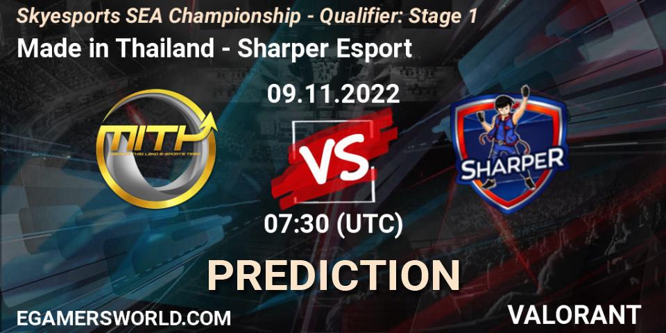 Made in Thailand vs Sharper Esport: Betting TIp, Match Prediction. 09.11.2022 at 07:30. VALORANT, Skyesports SEA Championship - Qualifier: Stage 1