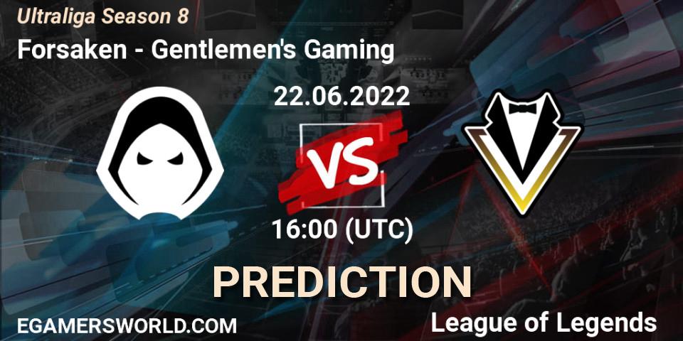 Forsaken vs Gentlemen's Gaming: Betting TIp, Match Prediction. 22.06.2022 at 16:00. LoL, Ultraliga Season 8