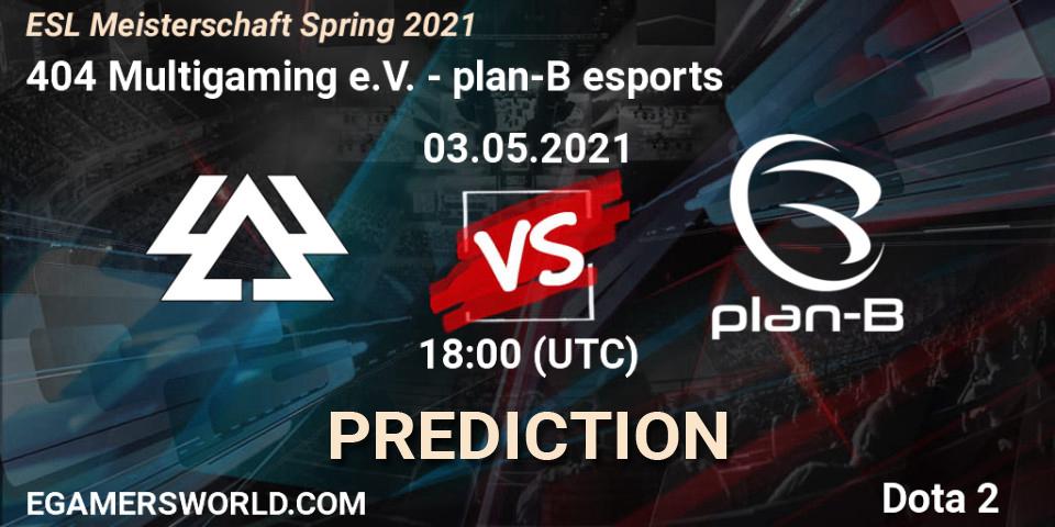 404 Multigaming e.V. vs plan-B esports: Betting TIp, Match Prediction. 03.05.2021 at 18:16. Dota 2, ESL Meisterschaft Spring 2021