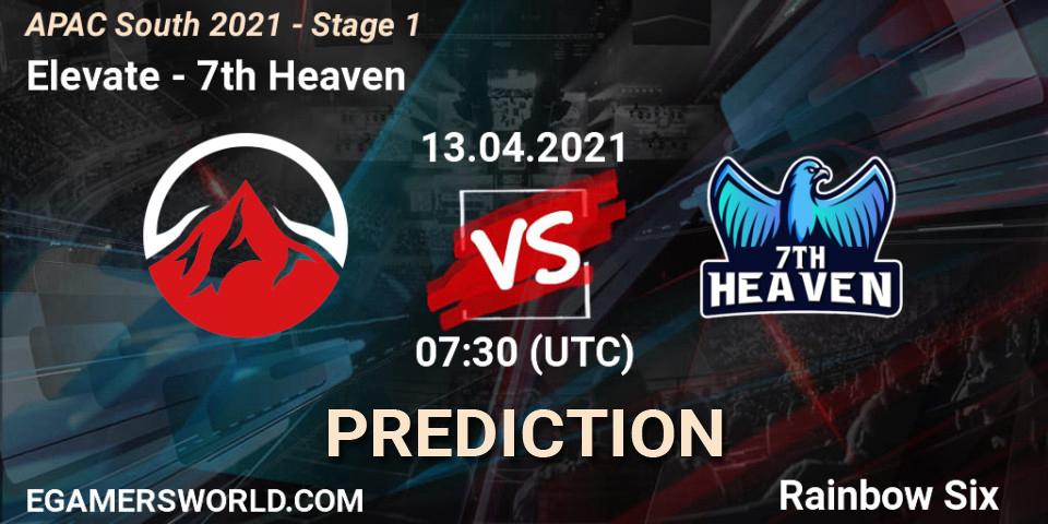 Elevate vs 7th Heaven: Betting TIp, Match Prediction. 13.04.2021 at 07:30. Rainbow Six, APAC South 2021 - Stage 1